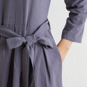 Spring Dress Cotton Dress Soft Shirt Casual Loose Dress Tunics 3/4 Sleeves Robes Maxi Dresses Customized Dress Plus Size Clothes Linen Dress image 6