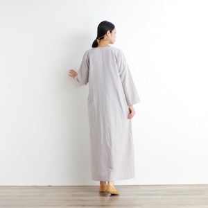 Women Cotton Dress Soft Casual Loose Robes Long Sleeves Shift Dress Boho Maxi Dresses Customized Dress Plus Size Clothing Linen Dress image 6