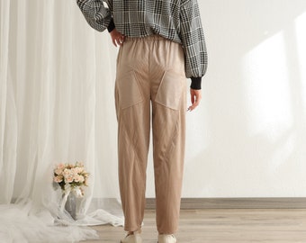 Corduroy Pant Elastic Waist Pants Soft Velvet Pants for