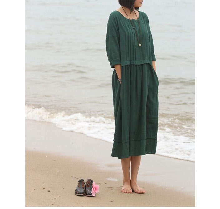 Older Woman Linen Dress - Etsy Canada
