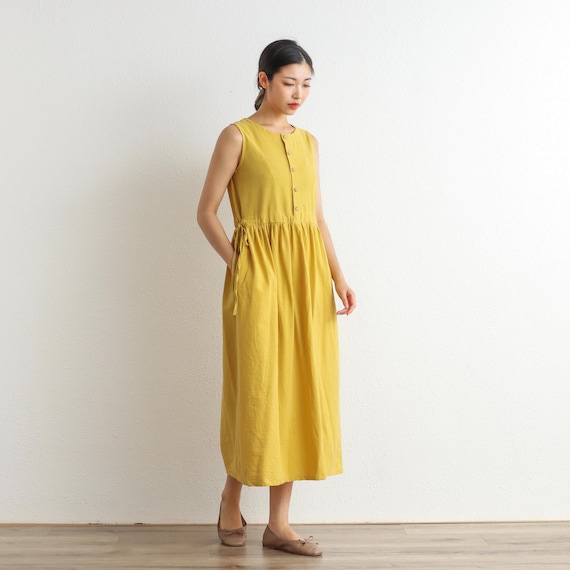 Abito estivo in cotone Bottoni morbidi Vestito estivo Tuniche