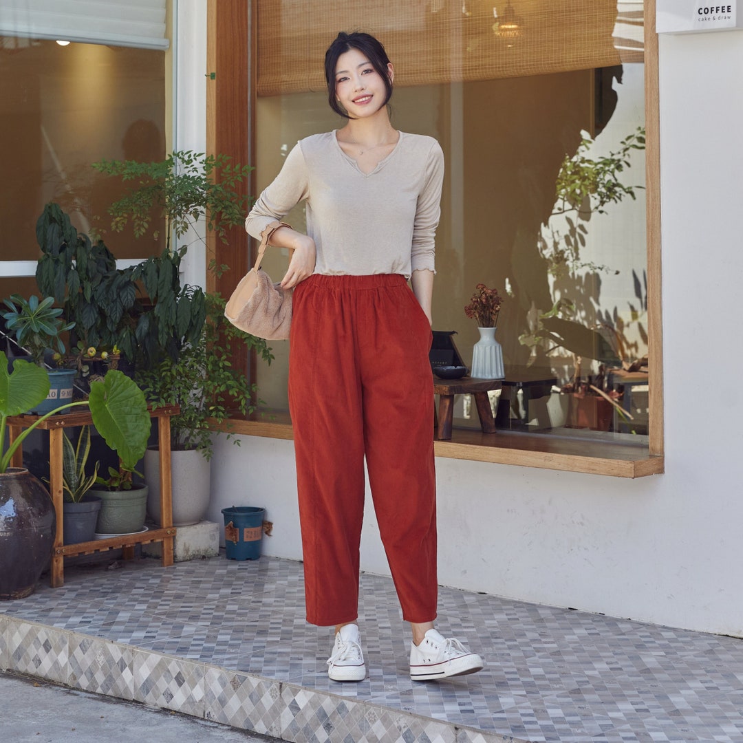 Pantaloni In Velluto A Coste Per Donna - Con Elastico In Vita, Autunno/Inverno, Taglie M-3XL - Foto 8