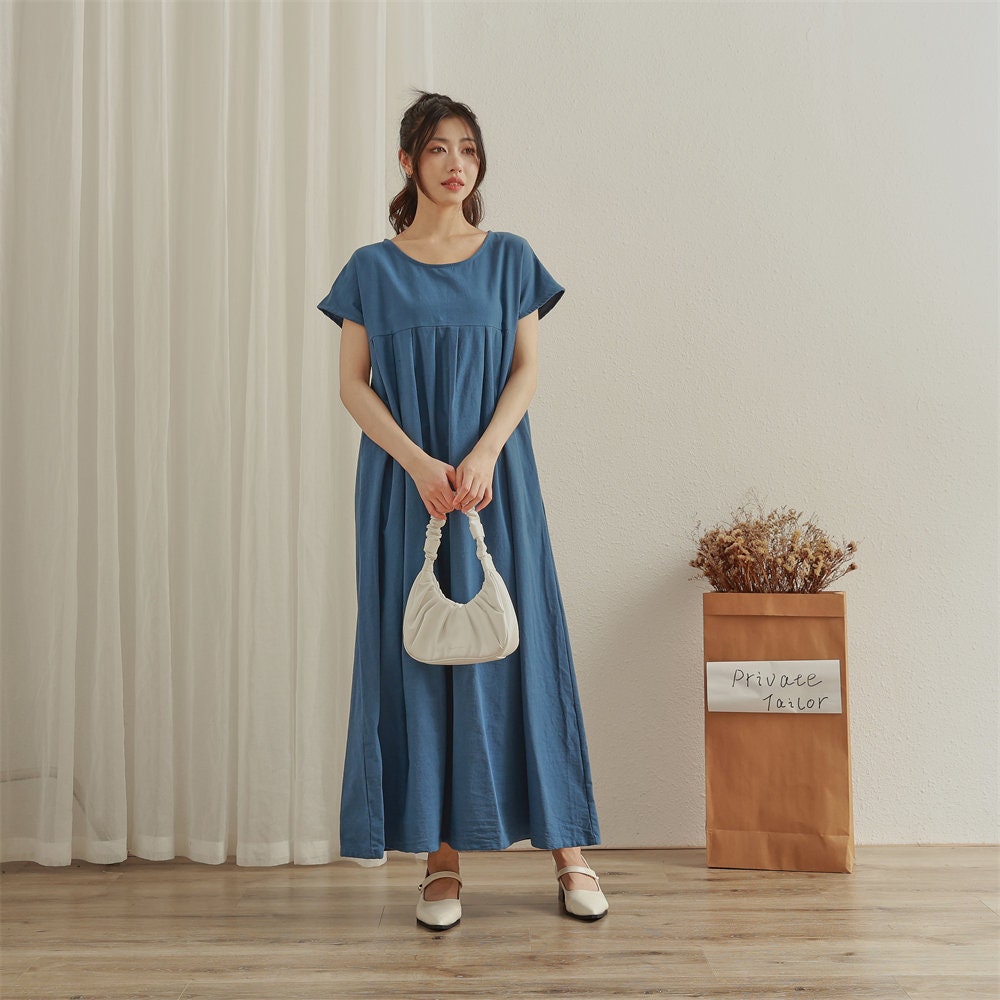 loose cotton dress Plus Size Sleeveless V Women Loose Linen and Cotton