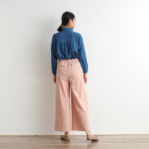 Summer Elastic Waist Cotton Pants Soft Casual Loose Trousers Wide Leg Pant Customized Plus Size Pants Linen Spring Pant image 6