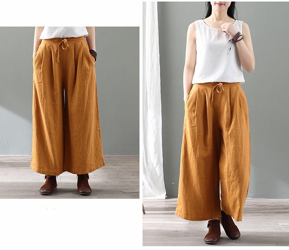 Pantalon Côtelé Femme Taille Élastique - Large, Confortable, Avec Poches, Automne/Hiver