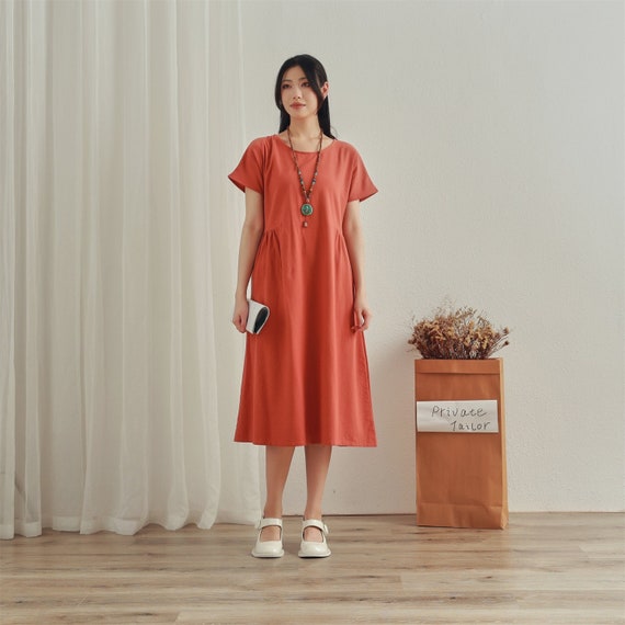 short sleeve midi dress casual Light Blue Midi Summer Dress with Short Sleeves Light Blue / XSmall main image 0