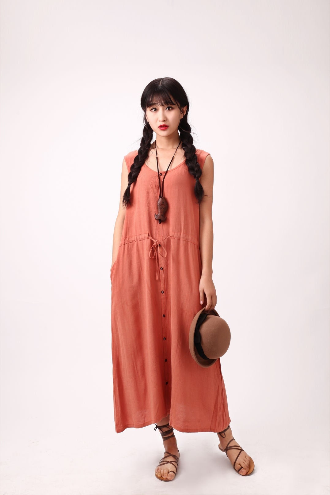 chinese dress ladies SoftWash Linen Halter Dress main image 1