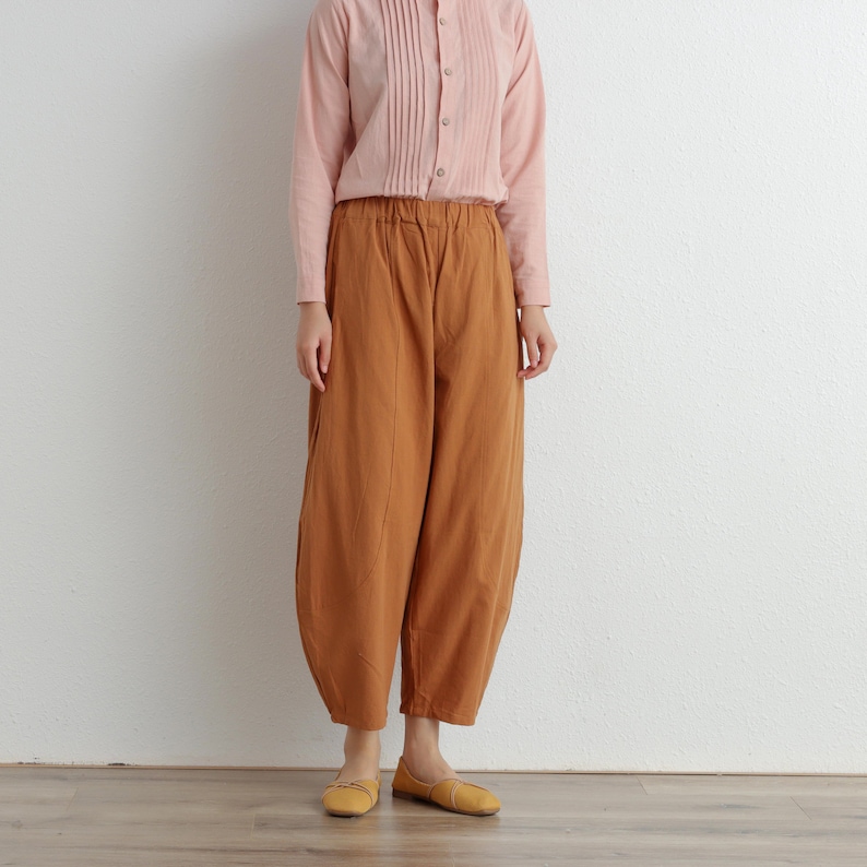 Summer Women Elastic Waist Cotton Pants Soft Casual Loose Boho Trousers Wide Leg Pant Customized Plus Size Pants Linen Spring Pant image 7