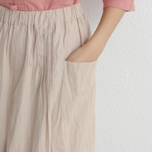 Summer Cotton Skirt Casual Loose Skirts A-line Pleated Elastic Waist Skirt Flared Midi Skirts Customized Plus Size Skirt Boho Linen image 9