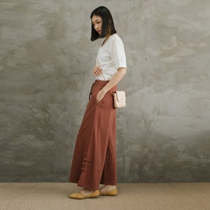 Summer Elastic Waist Cotton Pants Soft Casual Loose Trousers Wide Leg Pant Customized Plus Size Pants Linen Spring Pant image 5