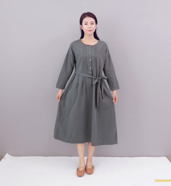 fall dress clearance Homenesgenics Fall Dresses for Women Plus Size Womens Denim Dress Jean Solid Color Button Short Sleeved Lapel Casual Belt Pocket Shirt Dress Shift