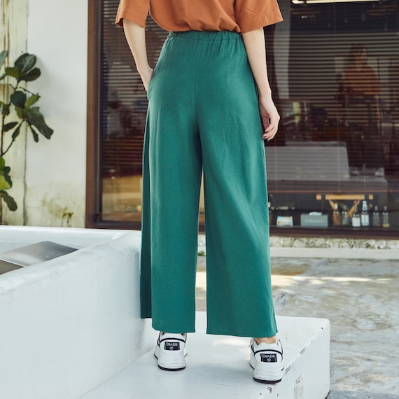 EXCHIC Donna Casual Elastico in Vita Pantaloni Boho Larghi Spiaggia