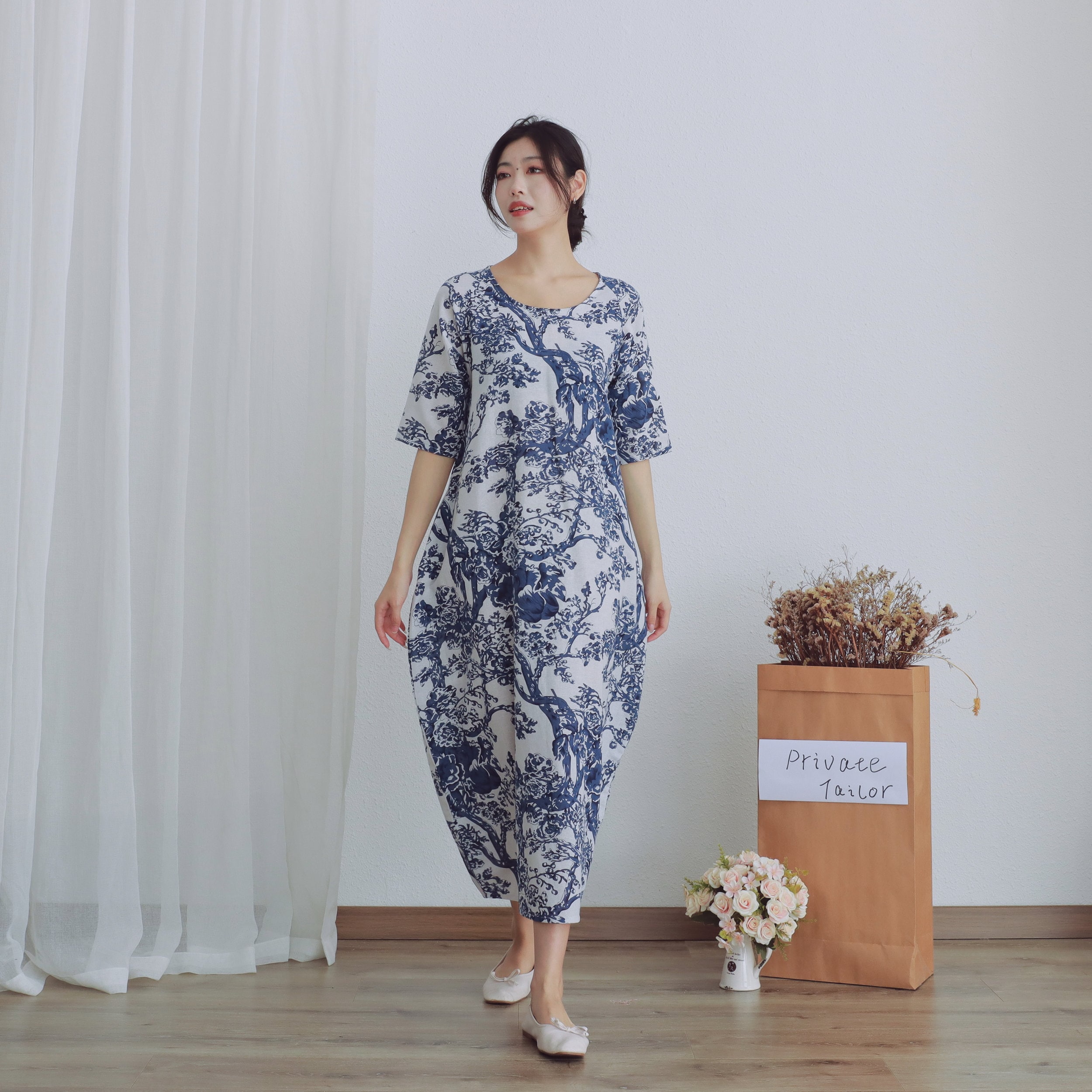 Clearance Summer Printed Cotton Dress Casual Floral Half Sleeves Dress Midi Dresses Soft Homewear clothes Clearance Summer Printed Cotton Dress Casual Floral Half Sleeves Dress Midi Dresses Soft Homewear clothes