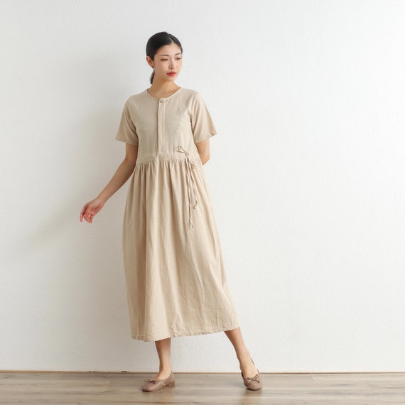 Summer Dress Cotton Dress Shirt Casual Loose Dress Buttons Tunics Short Sleeves Midi Dresses Customized Dress Plus Size Clothes Linen Dress Summer Dress Cotton Dress Shirt Casual Loose Dress Buttons Tunics Short Sleeves Midi Dresses Customized Dress Plus Size Clothes Linen Dress
