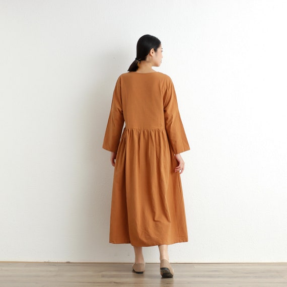 Women Dress Long Sleeves Dress Cotton Dress Soft Casual Loose Tunics Robes Midi Dresses Customized Dress Plus Size Clothing Linen Dress Women Dress Long Sleeves Dress Cotton Dress Soft Casual Loose Tunics Robes Midi Dresses Customized Dress Plus Size Clothing Linen Dress