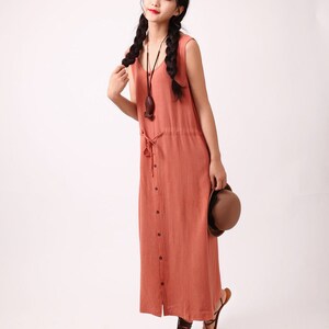 Summer Dress Cotton Dress Sundress Casual Loose Tunics Sleeveless Robes Midi Dresses Customized Dress Plus Size Clothing Linen Dress image 2