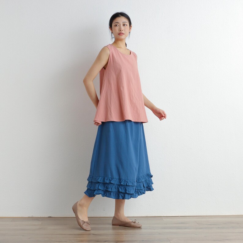 Summer Cotton Tops Shirt Sleevesless Blouse Irregular Casual Loose Kimono Customized Shirt Top Plus Size Clothes Linen image 2