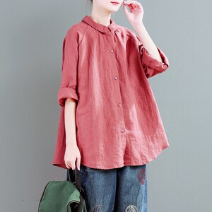 New Spring Cotton Tops Long Sleeve Shirt Dresses Buttons Tunics Loose ...