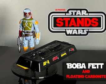 3D printed Boba and Carbonite block (floating) inspired stands. Figures not included