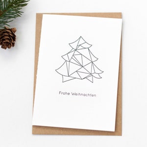 Cartolina di Natale tipografica, Buon Natale, abete, semplice biglietto pieghevole per Natale, albero di Natale, regalo di Natale, posta di Natale