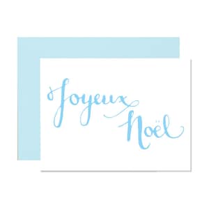 Kartka świąteczna z nadrukiem typograficznym, Joyeux Noel, napis ręczny, prezent na Boże Narodzenie, życzenia świąteczne, poczta świąteczna, Wesołych Świąt