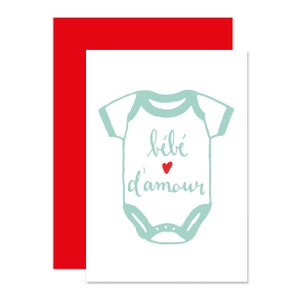 Kartka z życzeniami narodzin w druku typograficznym, kartka z gratulacjami, kartka z okazji urodzin, kartka z okazji narodzin, kartka chrztu, bébé amour, carte naissance