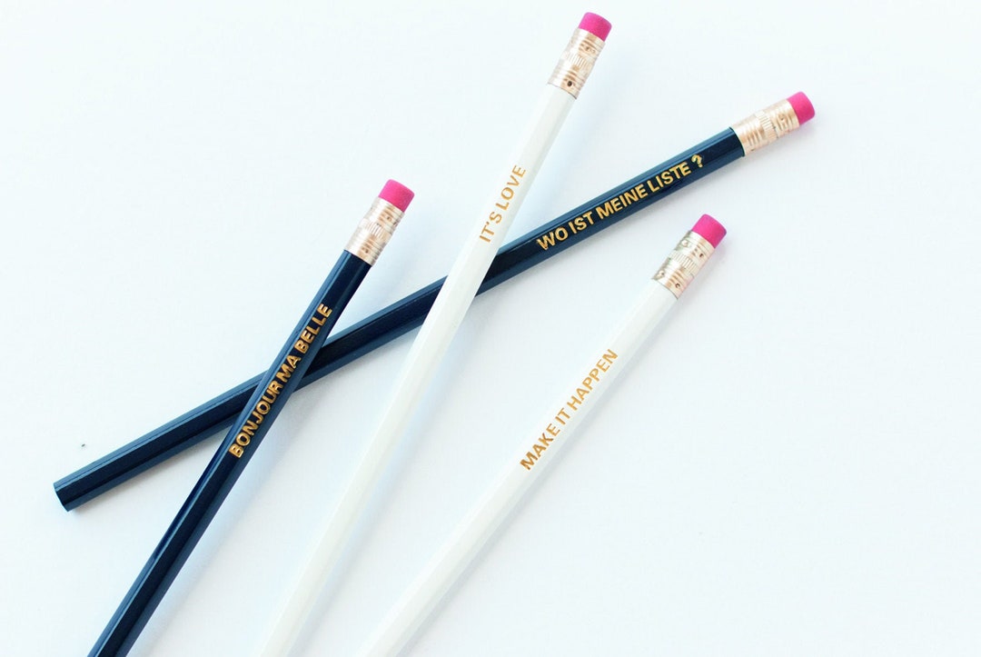 Bleistift mit Spruch, Aufdruck in gold, pencil Etsy.de