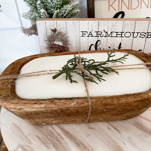 3 Wood Wick Dough Bowl Highly Scented Soy Candle Long Burning Etsy