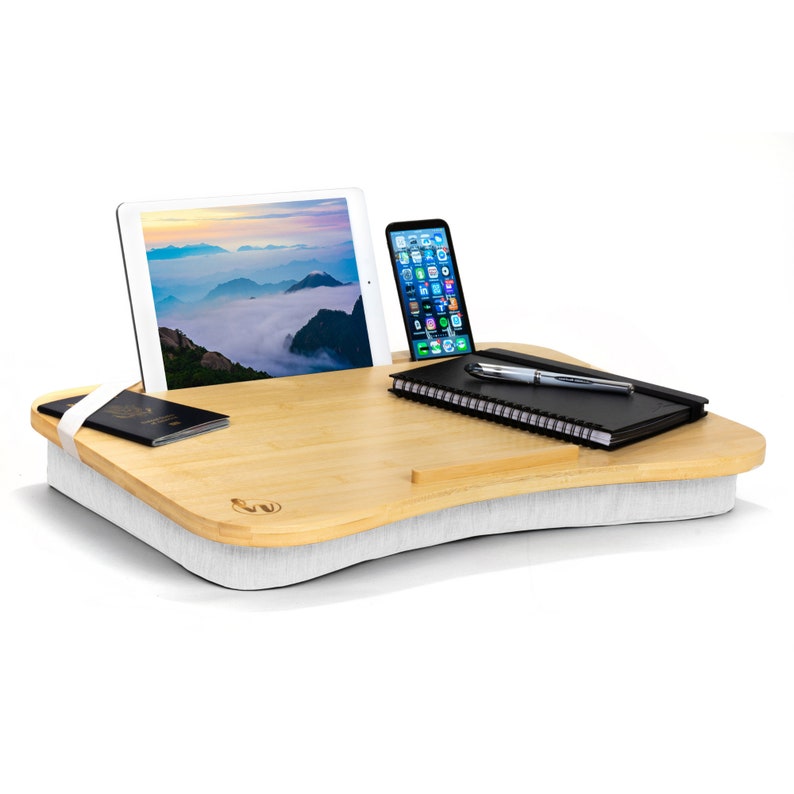 Natural Bamboo Lap Desk 4 COLORS AVAILABLE lapdesk with White