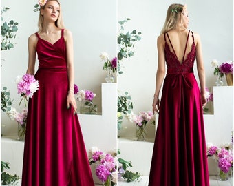 Burgundy Sleeveless Backless Velvet Wrap Dress Spaghetti Straps Gala Prom Gown Simple Graduation Dress Fairy Open Lace Back Photoshoot Dress