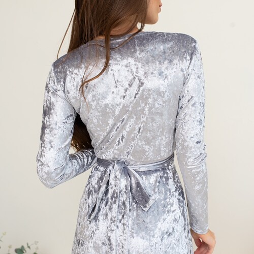 Marble Mauve Velvet Dress V Neck Wrap Dress A-line Modest Dress Elven shops Maxi Dress Long Sleeves Bridesmaid Long Train Romantic Prom Dress