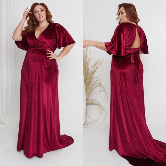Burgundy dress best sale xl
