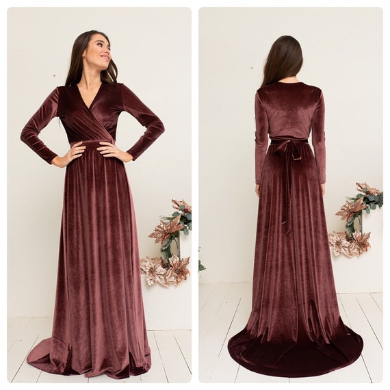 Maroon Fit & Flare Casual Velvet Dress | EST-GJ-1009 | Cilory.com