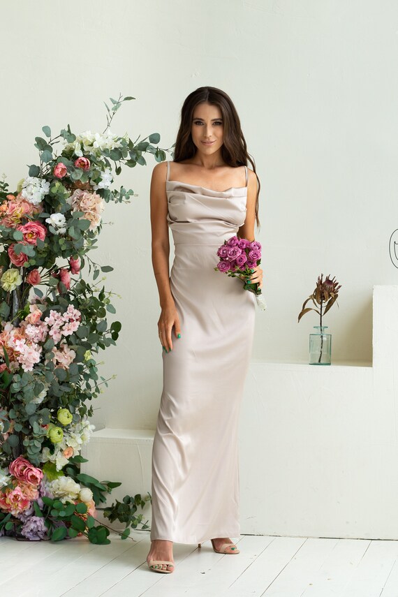 Spaghetti strap hotsell cowl neck dress
