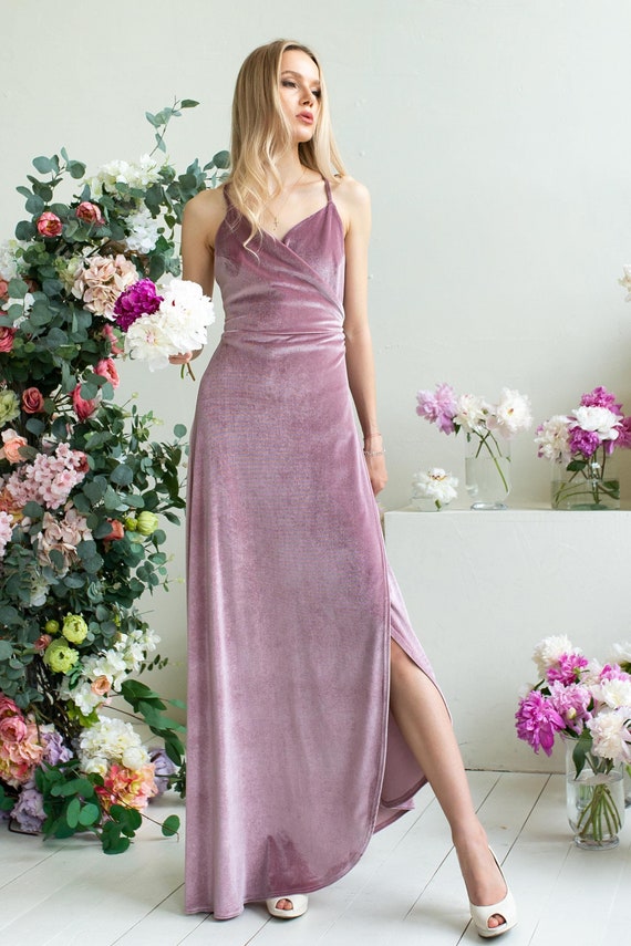 Mauve spaghetti strap dress new arrivals