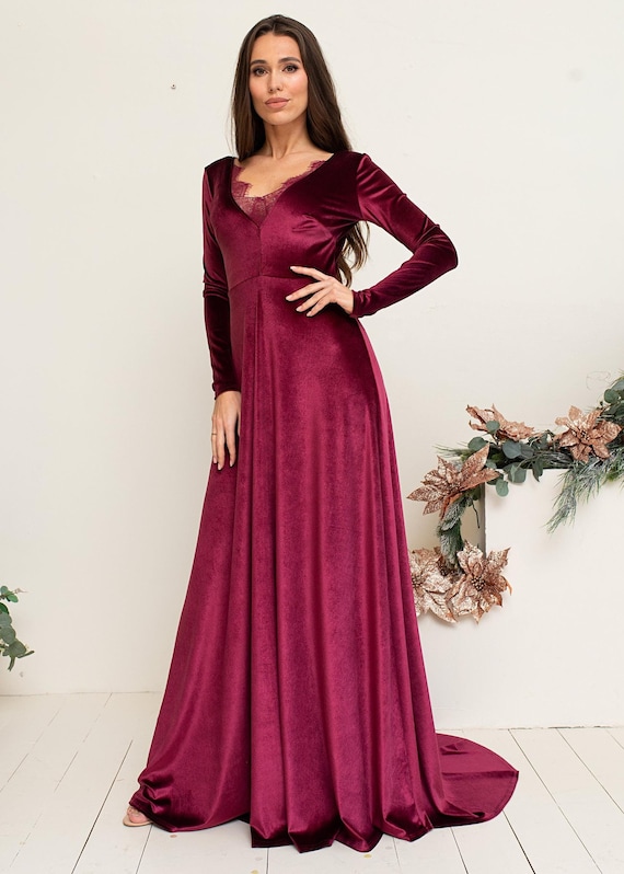 Modest velvet dress sales