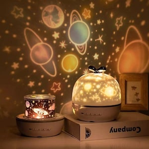 3 in 1 Stars Moon Projector Night Light with Music Box and 6 Projection Films 360 Rotation Starry Sky Projector Lamp | Kids Star Night Light