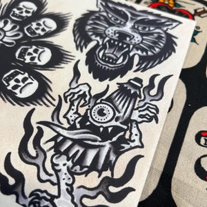 Blackwork A4 TATTOO FLASH SHEET Set | Traditional Flash | Tattoo Flash ...