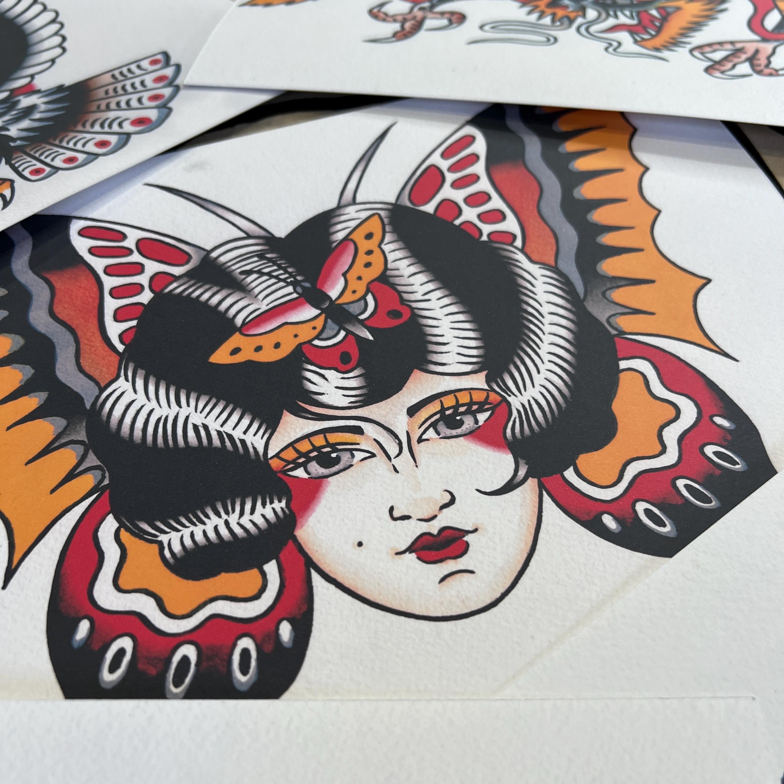 Front Pieces A4 TATTOO FLASH SET | Traditional Flash | Tattoo Flash ...