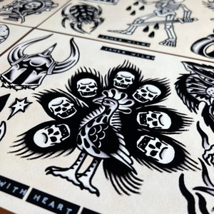 Blackwork A4 TATTOO FLASH SHEET Set Traditional Flash Tattoo Flash ...