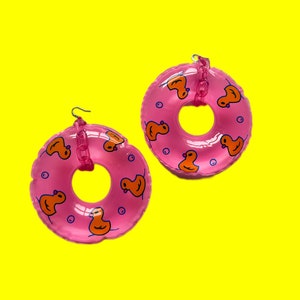 Pink Rubber Ring Earrings