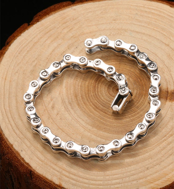 Bike Chain Bracelet 925 Sterling Silver 