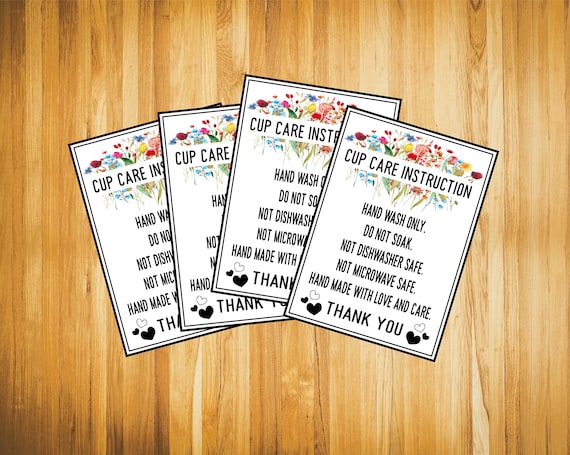 Floral Cup Care Instruction Cards Instant Download,vinyl Tumbler