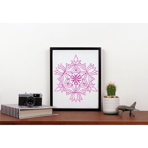 Lotus design printable wall decor, Home decor mandala prints