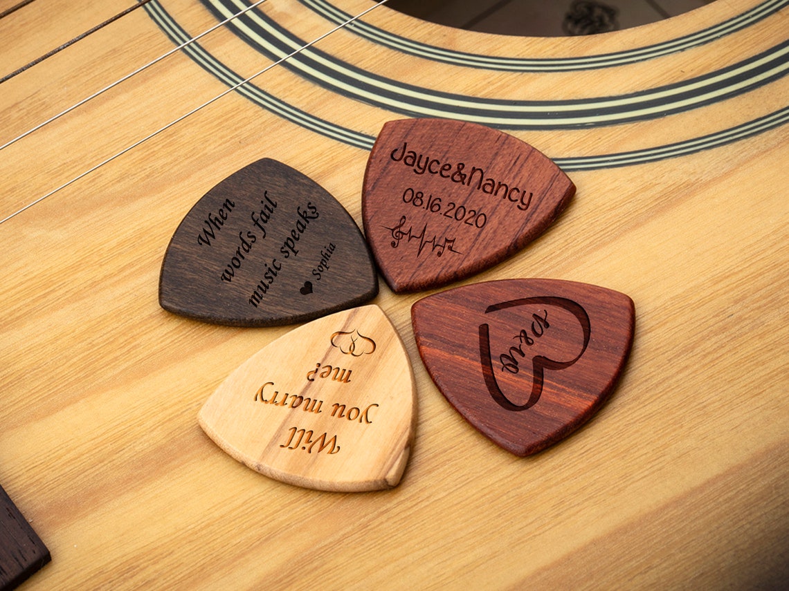 Personalized Guitar Pick Wooden Guitar Pick Custom Guitar Etsy