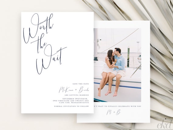Worth the Wait Save the Date, Customizable Invite, Modern Wedding Invitation, Digital Download