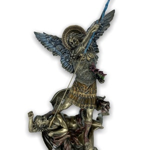 Archangel Michael Sculpture Orthodox and Catholic Saint Very Detailed Bronze plated Statue Veronese Design 33cm/12.99inches