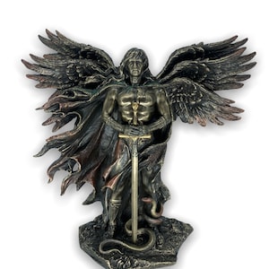 Six Winged Guardian Angel Sculpture &#39;&#39;Cherubs&#39;&#39; Very Detailed Bronze plated Statue Veronese Design 27cm/10.62inches