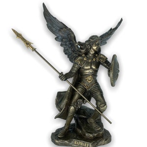 Archangel Raphael Sculpture Orthodox and Catholic Saint Very Detailed Bronze plated Statue Veronese Design 23cm/9.05inches