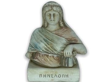 Penelope Greek Queen Of Ithaca Island / Wife of Odysseus Handmade and Hand Painted Sculpture Plaster Bust 11cm/4.33inches